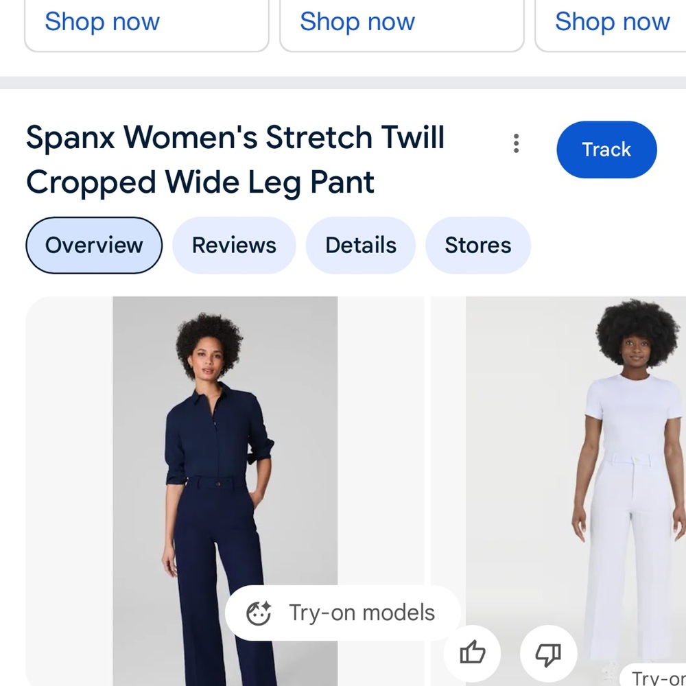 Spanx Women's Stretch Twill Cropped Wide Leg Pant in Navy - Picture 4 of 9